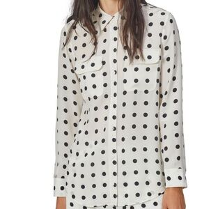 Equipment • Signature Silk Polka Dot Slim Shirt XS Collared Button Down Classic
